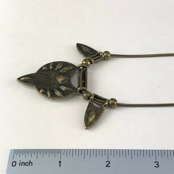 Brass Tone Necklace Clear Rhinestones Adjustable Up to 20" - Picture 3 of 4